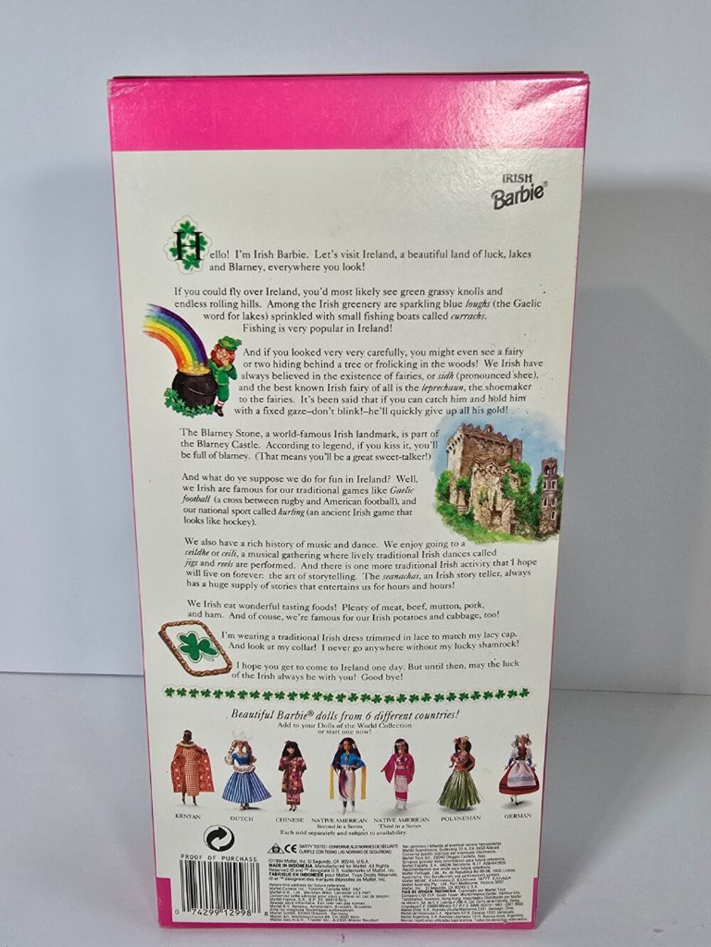 1994 Barbie Dolls Of The World Irish Barbie Ireland #12998 New In Box Read - Picture 6 of 7